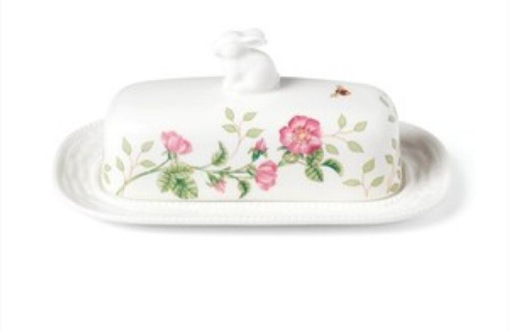 LENOX BUTTERFLY MEADOW BUNNY FIGURAL BUTTER DISH